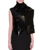 Embellished Cashmere-Blend Scarf, Black