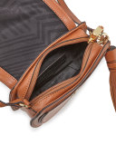 Suki Mini Suede & Leather Saddle Bag, Almond