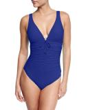 Love Me Tender Tie-Front One-Piece Swimsuit, Blue