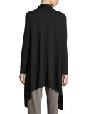 Long Open-Front Robe, Black