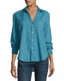 Eileen Long-Sleeve Button-Front Shirt, Blue