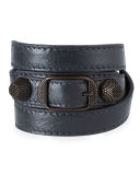 Giant 12 Leather Stud & Buckle Belt Bracelet