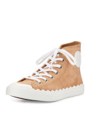 Scalloped Suede High-Top Sneaker, Reef Shell