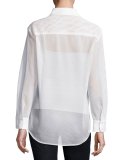 Mesh Barret Button-Front Blouse 