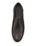 Ace Perforated Leather Skater Sneaker, Black