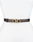 2.5cm Reversible Double-Gancini Belt, Brown/Black