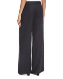 Tems Wide-Leg Flannel Pants, Anthracite
