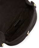Y Studs Suede Crossbody Bag, Black
