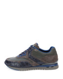 Croc & Leather Sport Sneaker, Blue