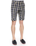 Plaid Shorts with Bias Patches 