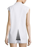 Crepe Oversized Open-Back Vest, Chalk