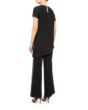 Jaden Short-Sleeve Asymmetric Tunic, Black 