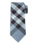Check Silk Tie, Light Blue