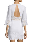 Tulum 3/4-Sleeve Lace-Inset Dress
