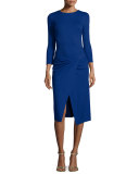 Bracelet-Sleeve Faux-Wrap Dress, Bluebell