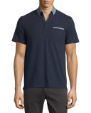 Slub Jersey Polo w/Contrast Trim, Navy