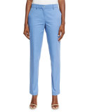 Straight-Leg Twill Pants, Light Blue