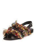 Cuture Fringe Flat Slingback Sandal, Multicolor/Black