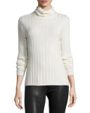 Ribbed Wool/Cashmere Turtleneck Sweater 