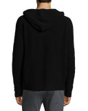 Cozy Hooded Long-Sleeve Pullover Sweatshirt, Black