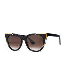 Butterscotchy Cat-Eye Sunglasses, Black/Gold