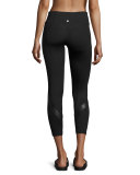 Shine Vee Paneled Capri Leggings, Black
