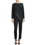 Narrow-Leg Ankle Pants, Black