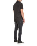 Tonal Thunderbolt Short-Sleeve Shirt, Black