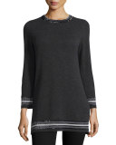 Bead-Trim Cashmere Sweater