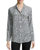 Slim Signature Animal-Print Shirt, Army Jacket/Multi