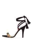 Trapeze Braided Suede 100mm Sandal, Black