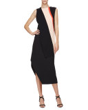 Sleeveless Angled-Stripe Top, Black/White/Pink