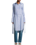Strappy Striped Shirting Dress