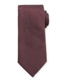 Woven Two-Tone Textured Neat Silk Tie, Burgundy/Navy