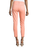 Sateen Skinny Cropped Jeans, Peach