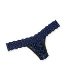 Low-Rise Cross-Dyed Thong, Black/Blue
