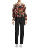 Remi Printed Silk Off-the-Shoulder Top, Multicolor