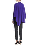 Wool-Blend Fringe Cape, Imperial Purple