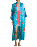 Manila Floral-Print Robe, Blue Pattern