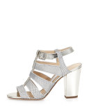 Marquee Metallic Woven Sandal, Silver