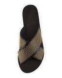 Thais Studded Crisscross Sandal, Black
