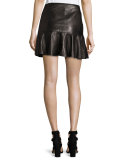 Snakeskin-Embossed Leather Mini Skirt