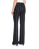 Striped Flare Trousers, Midnight/White