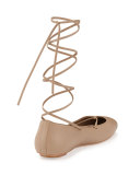 Faith Lace-Up Ballerina Flat, Sand Dune