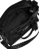 Swagger Whipstitch Leather Satchel Bag, Black