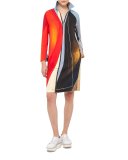Sail-Print Bracelet-Sleeve Tunic Dress, Multi