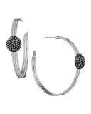Spring Silver Hoops with Diamond Spheres