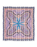 Silk Paisley Square Scarf, Blue/Purple
