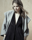 Lanja Shawl-Collar Belted Coat, Light Graphite