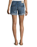 Emma Cuffed Bermuda Shorts, Blue Fest (Indigo)